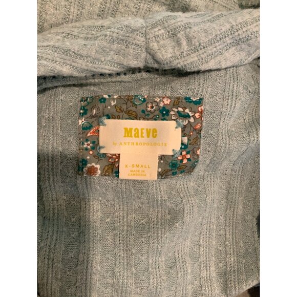 Maeve Light Blue Rib Knit V-Neck Wrap Sweater, Size XS - Picture 5 of 5